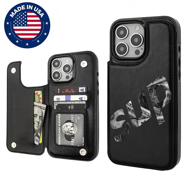 Custom TPU PU Leather Smartphone Protector Case - US Dollar SUP Alternative Mechs Aesthetic, Card Holder, Drop Protection, Shockproof, Anti-Scratch for iPhone 12-16 Plus Pro Max, Vintage Fashion Accessory (Deals For You)