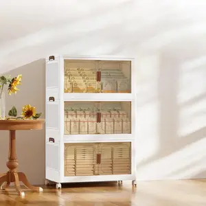 2/3/4/5 Layers    Foldable storage box, large double opening storage box, large storage box with lid and wheels, can store clothes, snacks, toys and books, home office outdoor foldable container