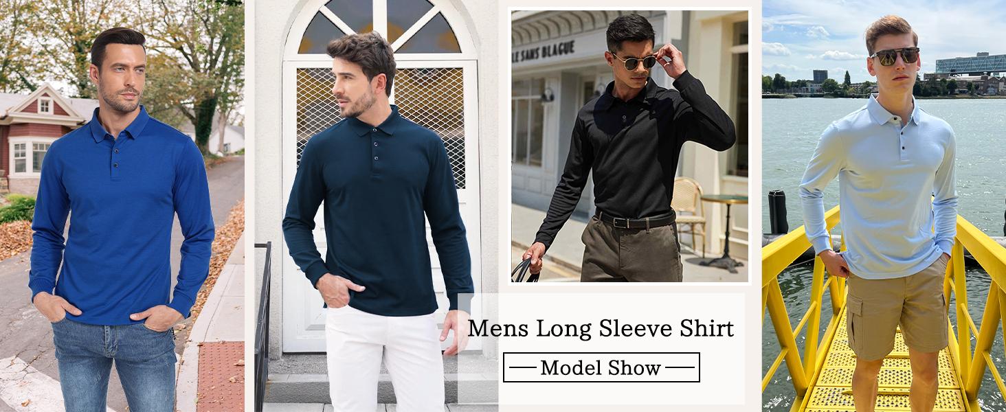 Men’s Long Sleeve Polo Shirt, 3-Pack — Moisture-Wicking Golf/Business Travel Casual Turn-Down Collar Shirt Block Color Dry Quick Men’s Long Sleeve Polo Shirt, 3-Pack — Moisture-Wicking Golf/Business Travel Casual Turn-Down Collar Shirt Block Color Dry Quick