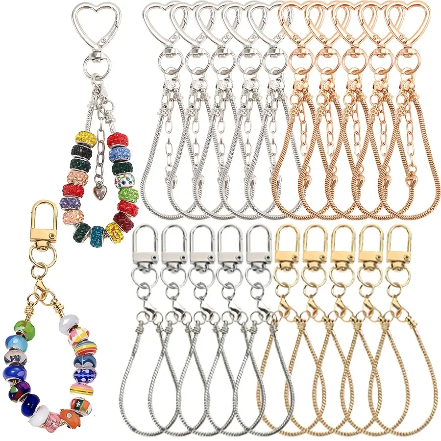 40-piece blank beaded keychain set - for ladies. This is a creative keychain  diy projectart keychain that can be used for handbags, necklaces, phone chains, ideal for wedding, party, birthday, or new school year gifts.diy project