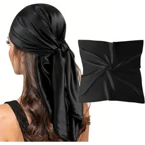 35" Square Silk Like Head Scarf - Women's Fashion Satin Scarf Bandana for Hair Wrapping at Night.