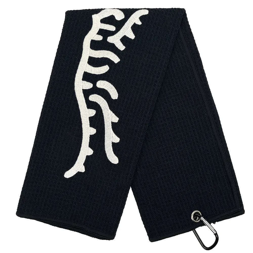 Tiger Embroidered Golf Towel, Microfiber, Polyester & Nylon, Soft Waffle Texture, with Carabiner, Ideal Gift for Golfers, Essential Golf Accessory, Golf Gear