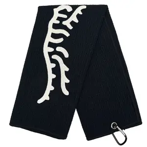 Tiger Embroidered Golf Towel, Microfiber, Polyester & Nylon, Soft Waffle Texture, with Carabiner, Ideal Gift for Golfers, Golf Accessory