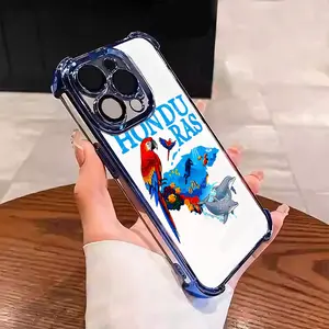 Honduran Creative Design Macaw pattern Suitable for Aesthetic Electroplated TPU Casing For iphone 17 16 15 14 13 12 11 X XS PRO PLUS MAX AIR Samsung S26 S25 S24 Four Corners Anti-Fall Transparent Casual Soft Silicone Phone Cases L1810