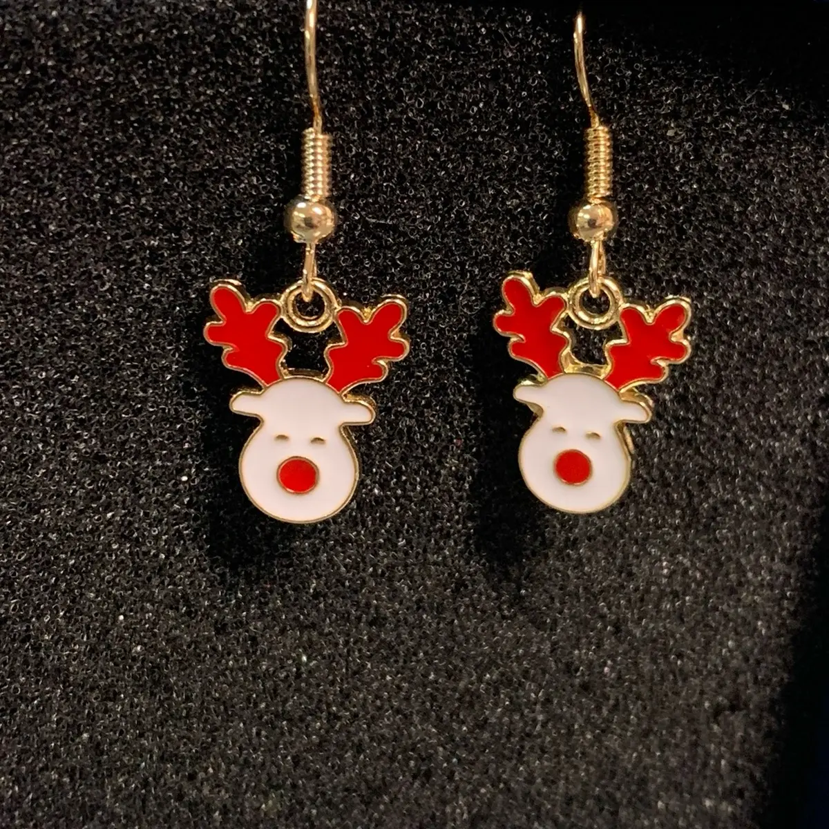 Fun Reindeer Hook Earrings for Women - Festive Christmas Accessories