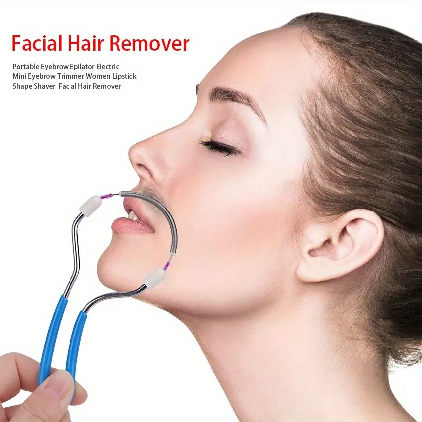 Portable Pain-Free Facial Hair Remover with Spring Roller, Tongue Lip Brow Specialist, Gentle Daily Home Travel Use, Metal Spring Mechanism, Facial Hair Removal