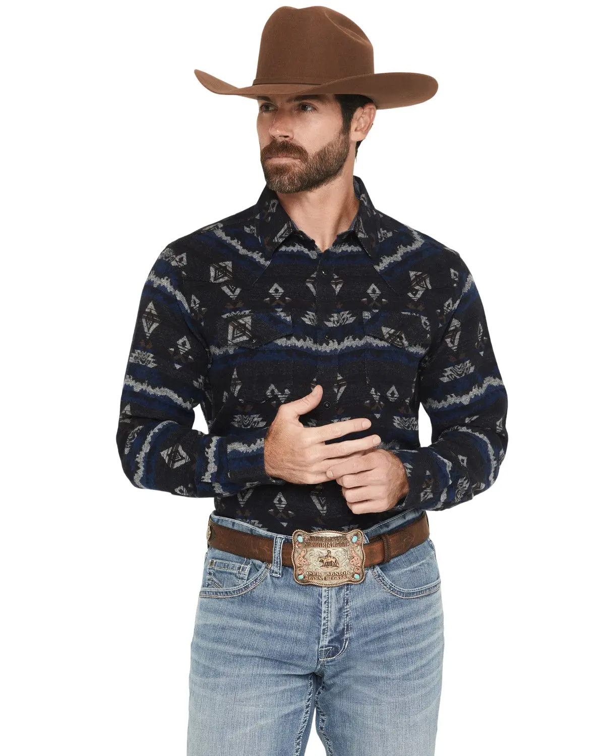 Cody James Men's Men'S Ironwood Southwestern Striped Long Sleeve Snap - Cjho25fl1-Nvy