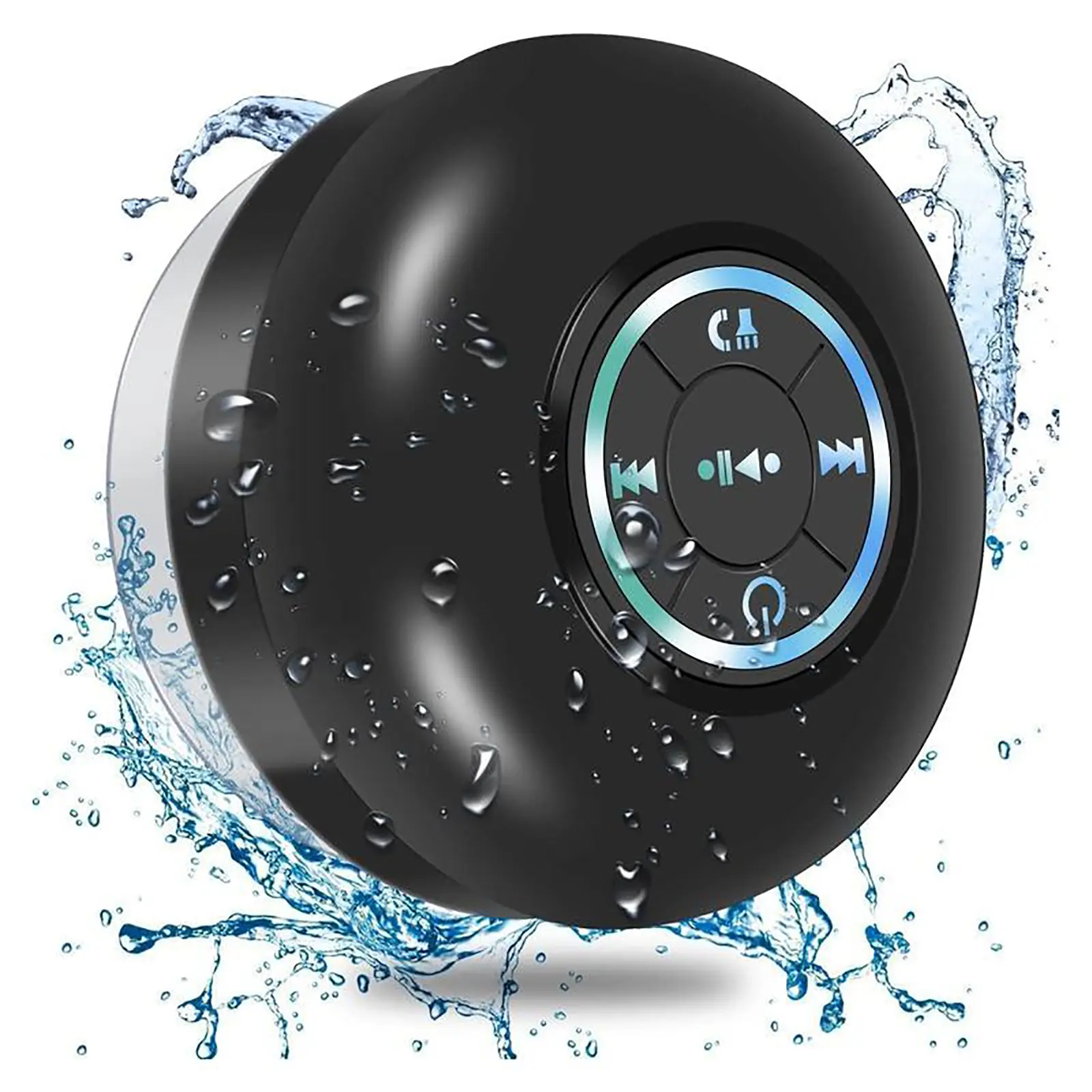 MR.SONIC Waterproof Bluetooth Speaker - Portable Rechargeable Speaker with Suction Cup, LED Lights for Home, Bathroom Use