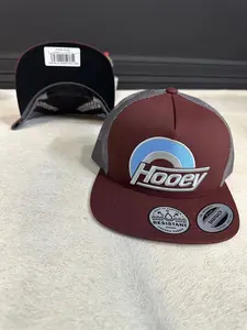 Hooey Suds Maroon Gray Cap with Logo, Adjustable Fit, and Patch Details