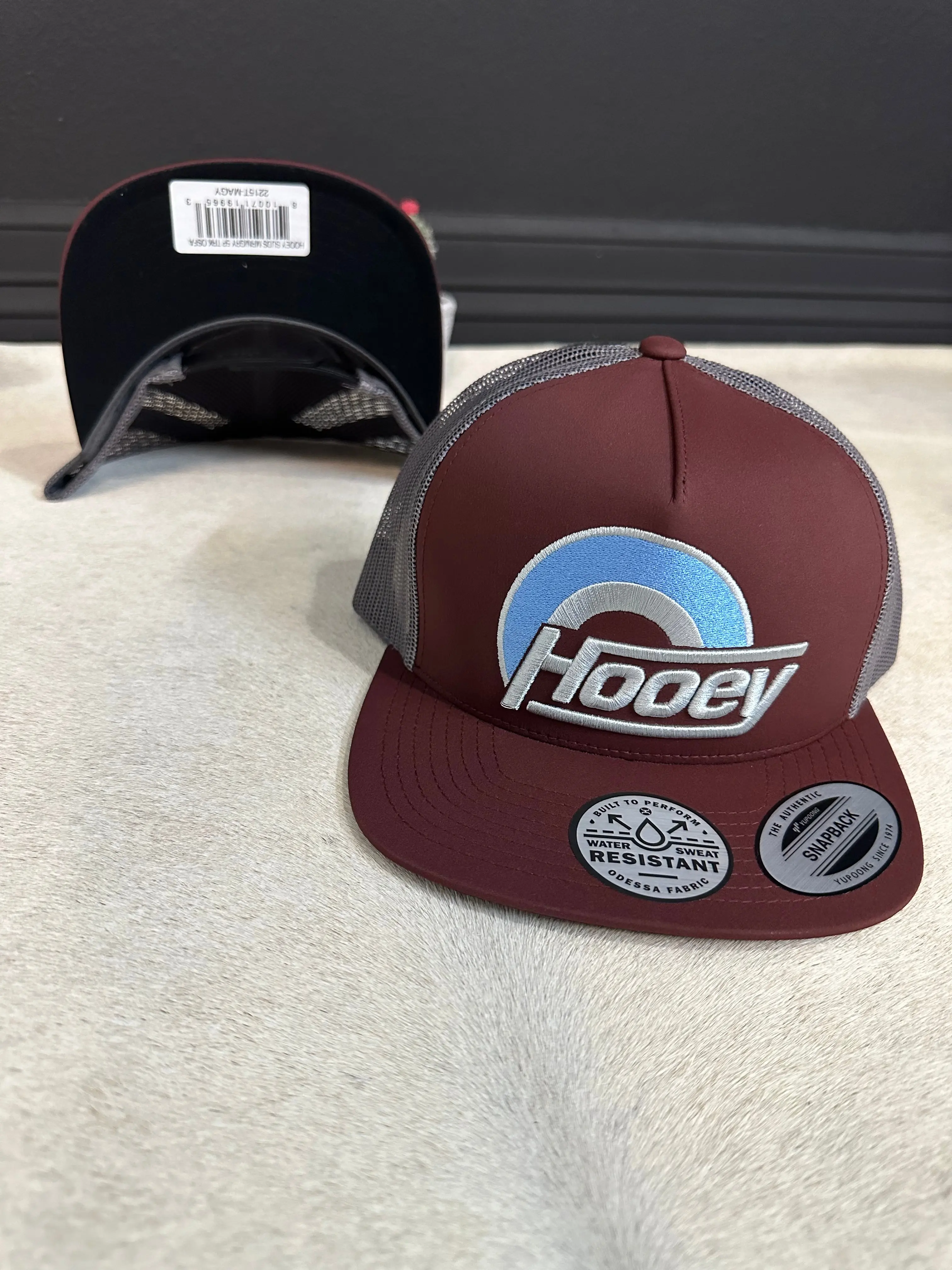 Hooey Suds Maroon Gray Cap with Logo, Adjustable Fit, and Patch Details