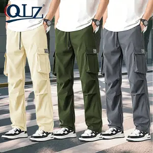 4pcs-Loose wide-leg cargo pants come with multiple functional pockets and elastic waistband.Adjustable drawstrings ensure snug comfortable fit.Trendy streetwear style with relaxed cut offers great mobility.Suitable for outdoor activities