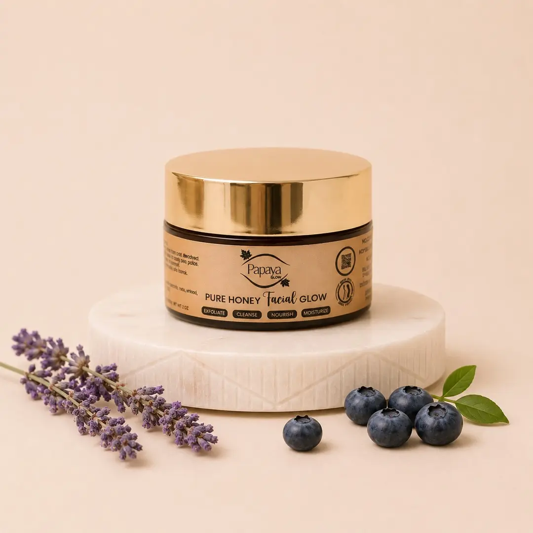 Lavender Blueberry Facial Glow: Pure Honey Calming Scrub & Mask for Dry & Sensitive Skin