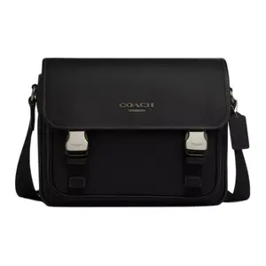 COACH Racer Messenger 28 Adjustable Strap Smooth Calfskin Crossbody Bag for Men Leather Work Bag Everyday Bag
