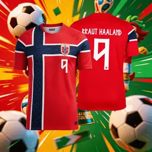 2026 Norway Home Red 9# Braut Haaland Short Sleeve Soccer Jersey Fans Version