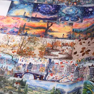 Landscape Pattern Washi Tape, 1 Roll Scrapbooking & Journal Making Tape, Diy Decorative Tape for Students School Home, Scrapbook Materials, Craft