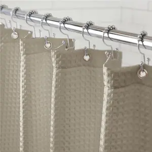 Gorilla Grip Waffle Shower Curtain, Thick Weighted Fabric, Wrinkle and Rust Resistant, Classic Hotel Quality Design, Heavy Duty Long Curtains for Bathroom Showers, Bath Tubs, Machine Wash