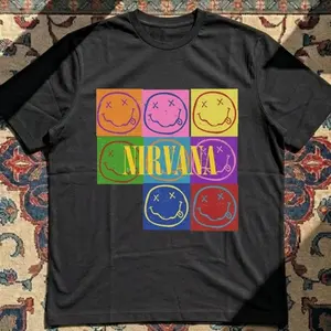Black Nirvana Cotton Reprint Baby Tee – Y2K Aesthetic Graphic Top