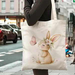 1 piece of cute patterned tote bag, reusable shopping bag, foldable and washable, high-capacity and durable, versatile handbag, lightweight shopping bag