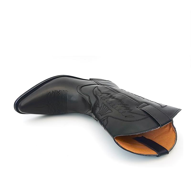 2025 Fall & Winter Mens High-top Vintage Pointed-toe Cowboy Boots - Anti-skid Slip On Shoes with PU Upper and Rubber Sole for Outdoor Horse Riding and Country Style - Comfortable PU Insole and Solid Color Design Footwear Closed