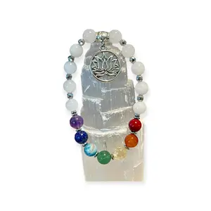 7 Chakra Bracelet with White Jade | Cinnabar, Carnelian, Citrine, Green Aventurine, Blue Apatite, Lapis and Amethyst