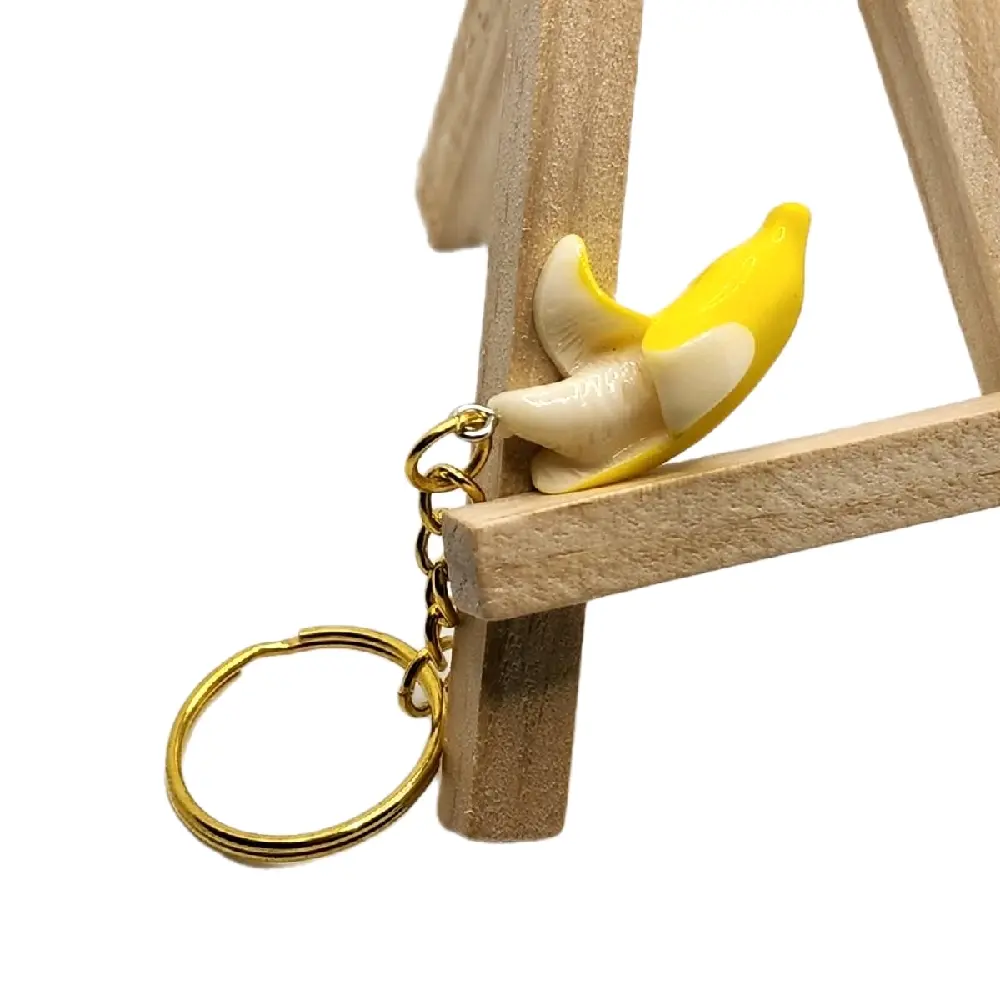 Vibrant Yellow Plastic Banana Keychain, Cute Durable Fashion Accessory with Metal Coating, Perfect Gift for Banana Lovers