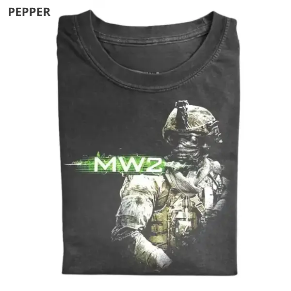Vintage MW2 Call of Duty Shirt, Retro Modern Warfare 2 Graphic Tee, Y2K Streetwear Gamer Gift, Tactical FPS Game Shirt