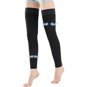 Thigh High Compression Socks Footless for Women and Men (Pair), 15-20 mmHg with Silicone Dot Band, Medical Compression Stockings for Varicose Veins