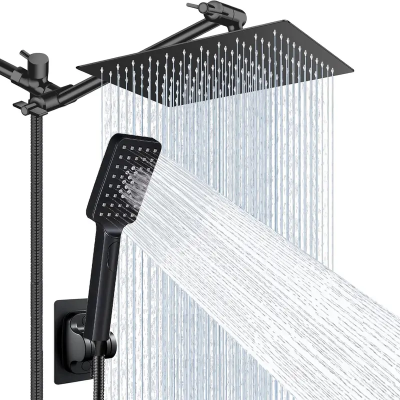 Showerhead,8/10 Inch High Pressure Rain Shower Head -Shower Heads with 2 Modes Handheld Spray Combo-  shower head with 78" Hose - Powerful Shower Spray Against Low Pressure Water with Long Hose