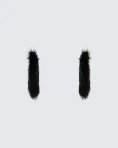 Huntleigh Black Fur Hoop Earrings