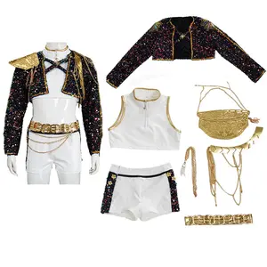 K-Pop Rumi Halloween Cosplay Costume Set Halloween Play Party Glittering sequin colorful ornate accessories costume comfortable fabric superstar outfit, Home Party Supplies, Party Hats, Masks, Props & Costumes school performance