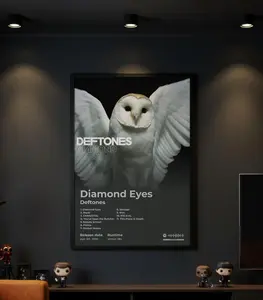 Deftones Diamond Eyes Poster | Alternative Metal Wall Art | White Owl Album Print | Gothic Music Room Decor | Rock Tracklist Poster Gift