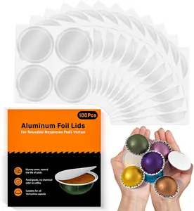 Foil  for   Vertuo Pods, 100 count  Foil Seal Cover for Refill Espresso Coffee Capsule, Compatible with  Vertuo Machine