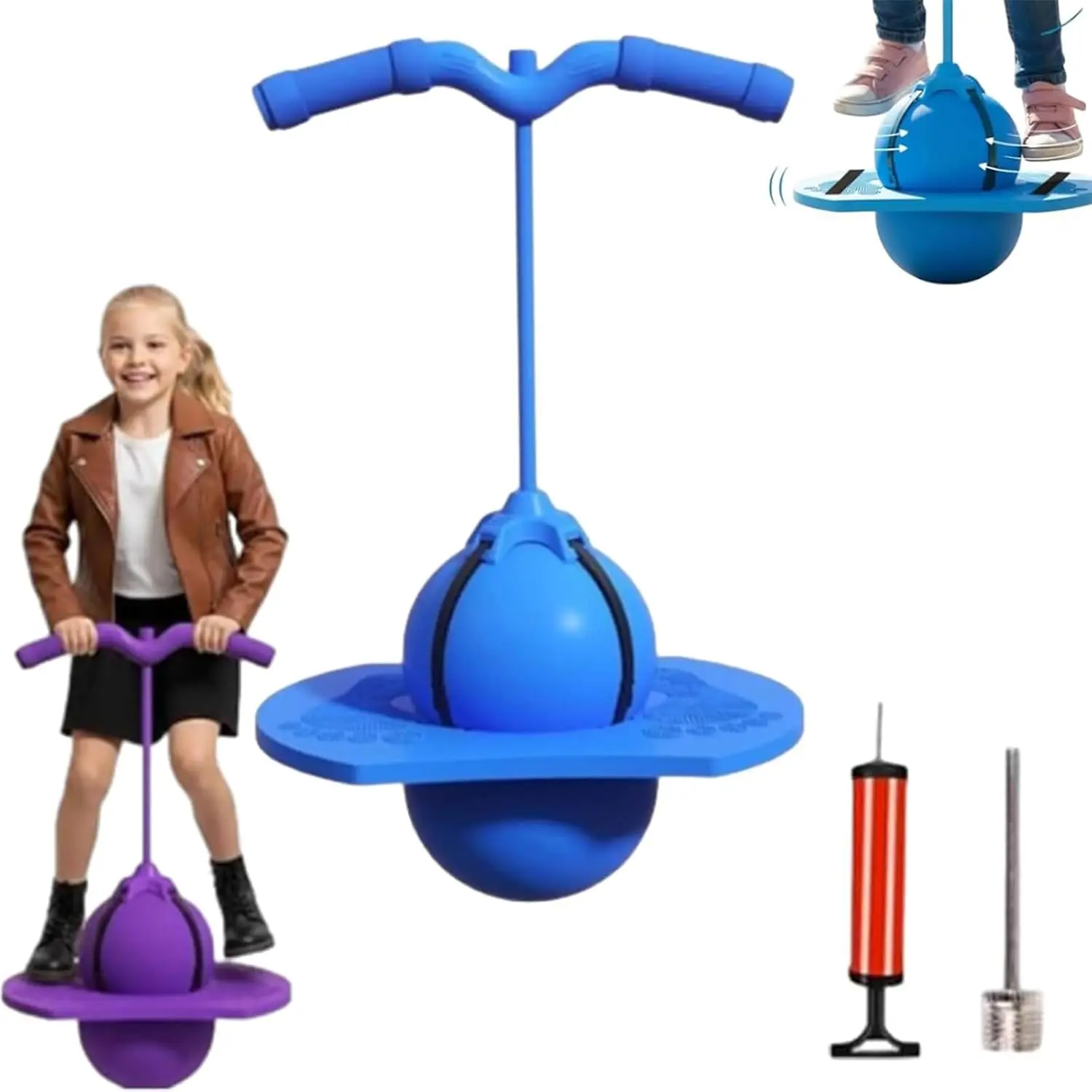 Balance Jumping Plastic Ball with Handle and Pump – Indoor/Outdoor Fitness Coordination Trainer for Kids