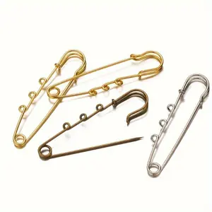 10pcs Assorted Metal Safety Pins with 3 Loops - Ideal for DIY Jewelry, Brooch Making, Bag & Dress Decorations Sewing Supplies Crafts