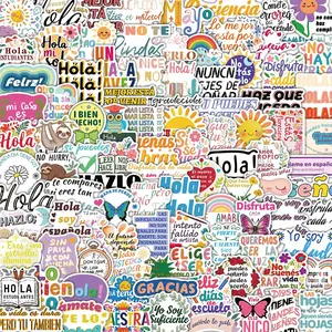 Spanish Motivational Slogan Sticker, 100pcs/set Creative Self Adhesive Decorative Sticker, DIY Decals for Water Bottle, Laptop, Phone Case