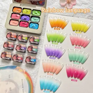 9-colors Autumn And Winter New Nail Polish Firm And Long-Lasting Pat-Pat Glue Gradient Effect Christmas Manicure Gift Nail Salon DIY Manicure Cutics Cosmetic Nail Art Nail Adhesive Stickers