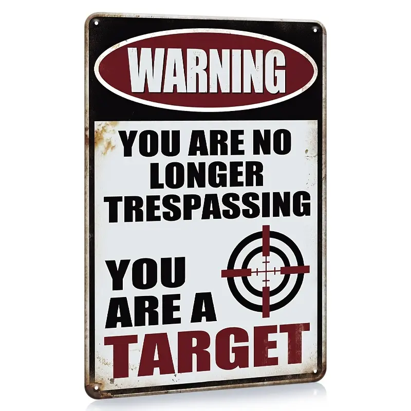 8*12in No Trespassing Metal Tin Sign - Vintage Humorous Novelty Wall Decor, Vintage Plaque Decor for Man Cave, Bar, Novelty Decor