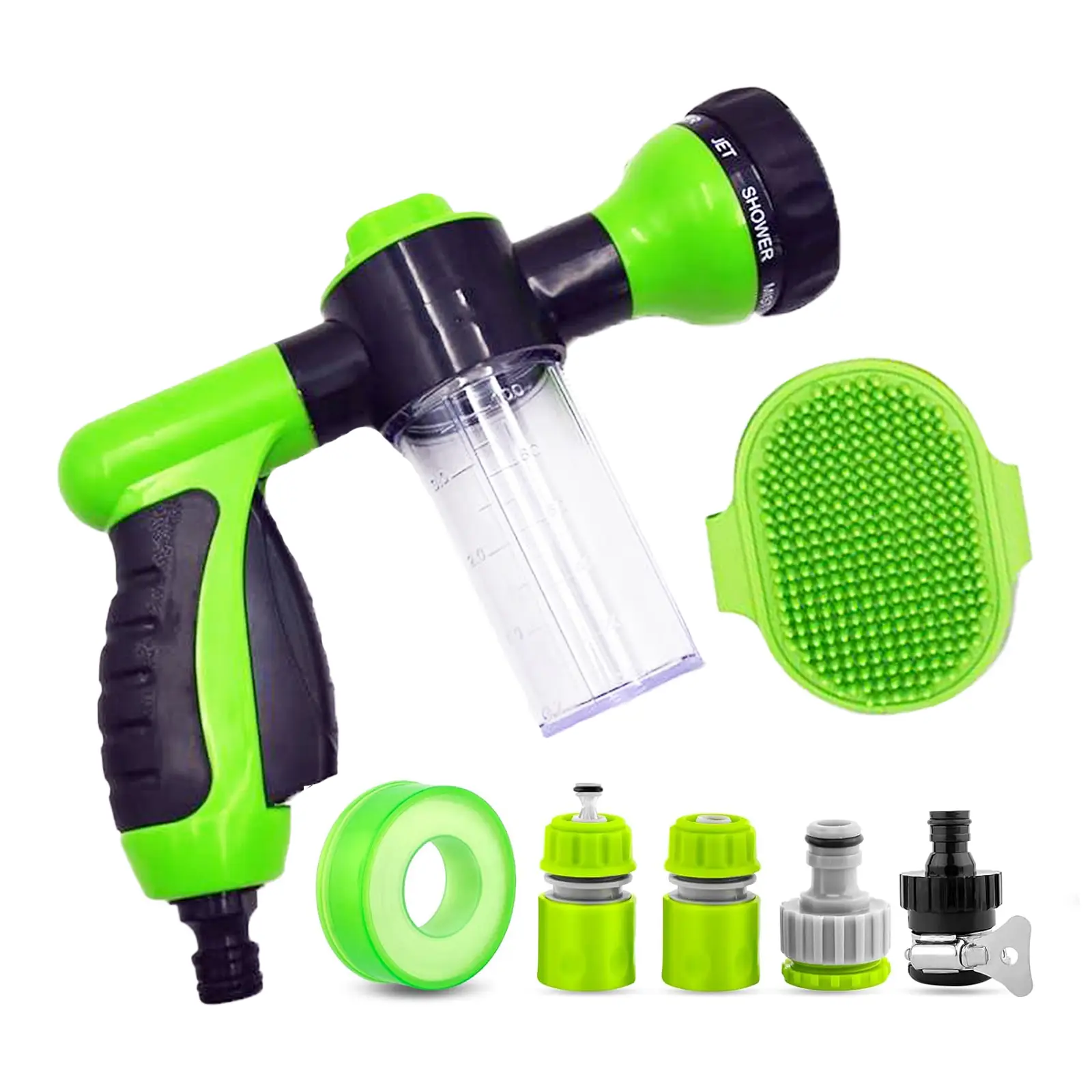 Pup Jet Dog Wash Hose Nozzle Foam Dog Horse Sprayer Wash Hose Attachment Soap Dispenser Sprayer Dog Bathing Sprayer for Pet Showering gentle massage