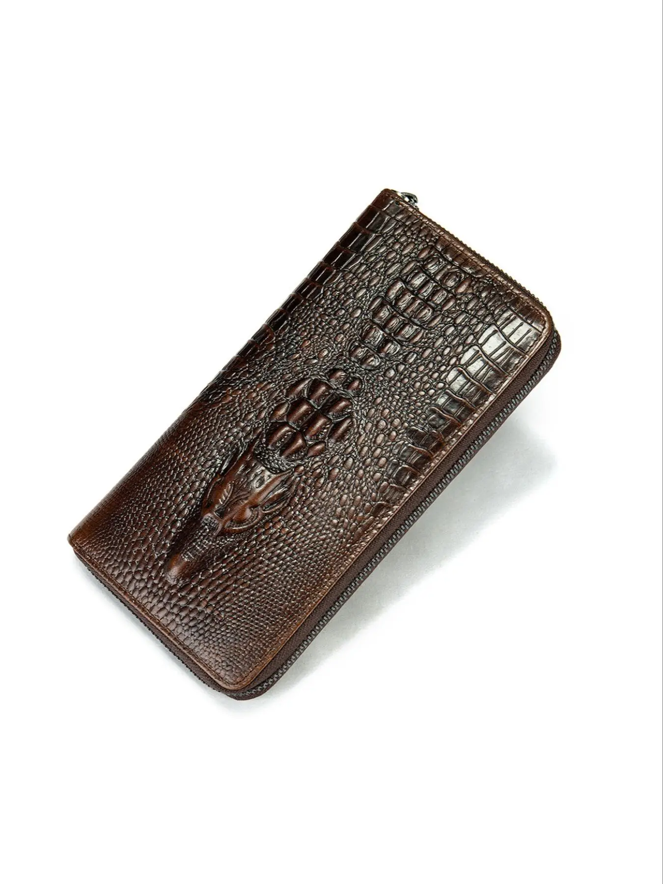 Men's Business Fashion Crocodile Embossed Long Wallet, Leather Wallet, Large Capacity Bag, Multi Card Card Holder, Leather Card Holder, Phone Bag, Coin Purse Wallet