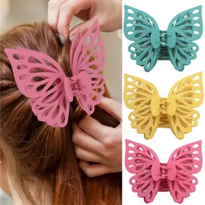 3 pack double-layer butterfly hollow grip clip Matte Butterfly Claw Hair Clips Decorative Fancy Hair Clips Large Matte Hair Claw Clips Fashion Accessories