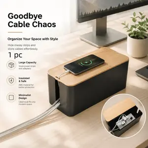 Cable management box, large-capacity cable organizer, cable storage box for power outlets and chargers, cable storage solutions for home and office