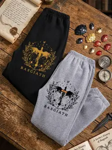 Fourth Wing Sweatpants, Fourth Wing Iron Flame Basgiath War Men's Sweatpants, Best Gift For Books Fans, Unisex Cotton Graphic Casual Sweatpants
