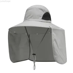 Unisex UPF50+ Sun Protection Hat, Waterproof Adventure Bucket Hat with Detachable Neck Flap, Solar Shading Breathable Fishing Hat for Summer Outdoor Hiking Camping