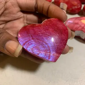 Red Moonstone Crystal Hearts