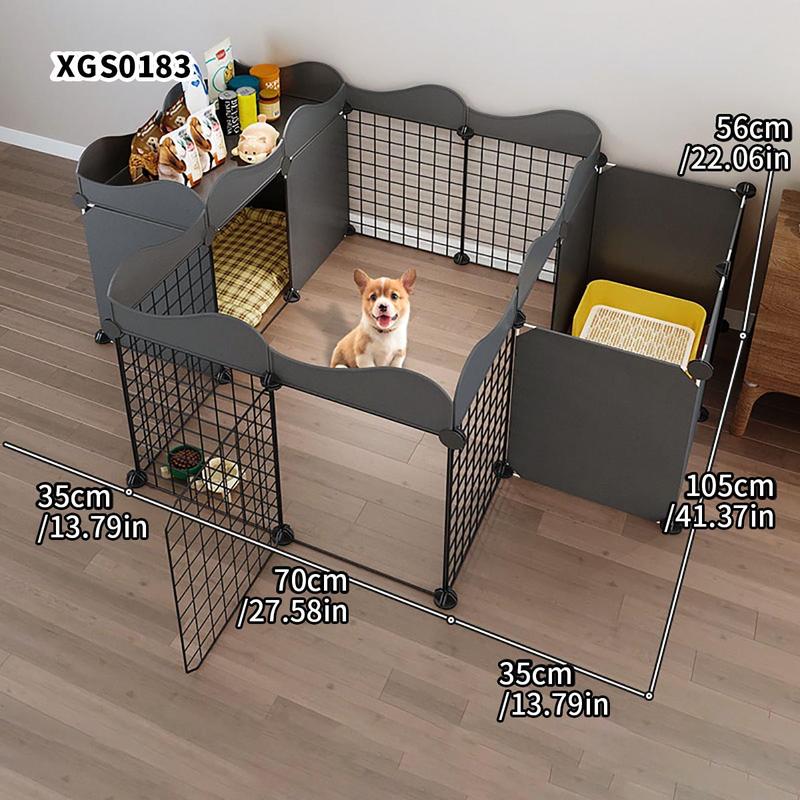 Small Dog Fence Indoor Home Pet Enclosure, Durable Puppy Playpen, One Room One Bath Puppy Cage with Toilet Area, Anti-Escape Dog Kennel