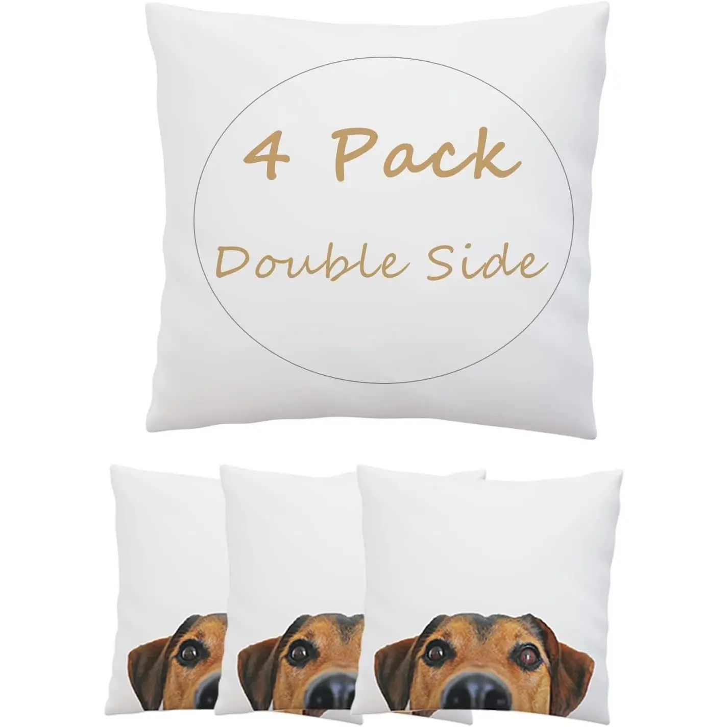 Sublimation Blanks Pillowcases 4 Pack 16"x 16" No Pillow Insert | Heat Transfer Cushion Covers with Invisible Zippers for DIY Printing Sofa Coach Decor White Polyester Material