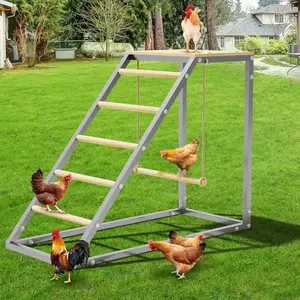 Outdoor Free-Standing Chicken Perch, 37.6" L x 15.7" W x 27.5" H, with Removable Swing, Ladder Design, Easy Installation for Backyard Farm Coops