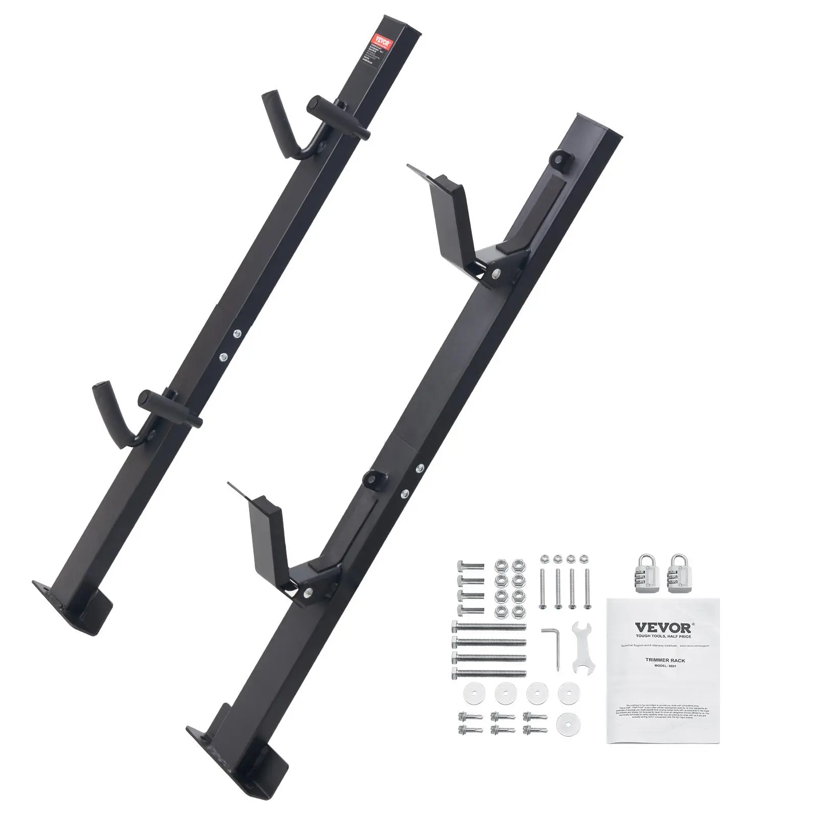Spring new arrivals  Trimmer Rack, 2 Place Weeder Trimmer Rack, Trim Holder Trailer Rack Carrier with Zinc Alloy Password Lock, Mount On Landscape Truck Trailer Enclosed Trimmer Rack Weed Eater Racks, Pair