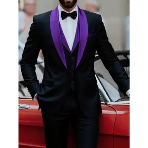 Men's Suit Shawl Lapel 3 Piece - Slim Fit Blazer Jacket, Vest & Pants Set | Formal Wedding Tuxedo