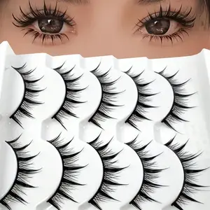 Natural Look False Eyelashes, /set 12mm Stem Fake Eyelashes, Japanese Manga Style Eyelashes, Natural Style Eyelashes, Makeup, Cosmetic, Lightweight Lash Extensions